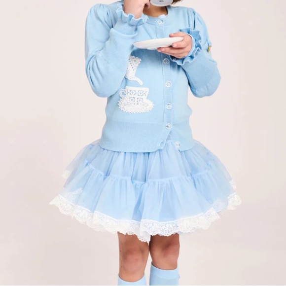 🩵NWT ANGEL’S FACE CARDIGAN SWEATER BLUE HIGH TEA LACE 6-7Y🩵 - Picture 5 of 9